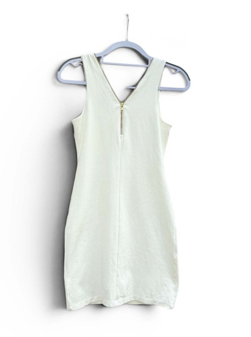 Lulu's White Sleeveless Zip-Front and Back Bodycon Mini Dress